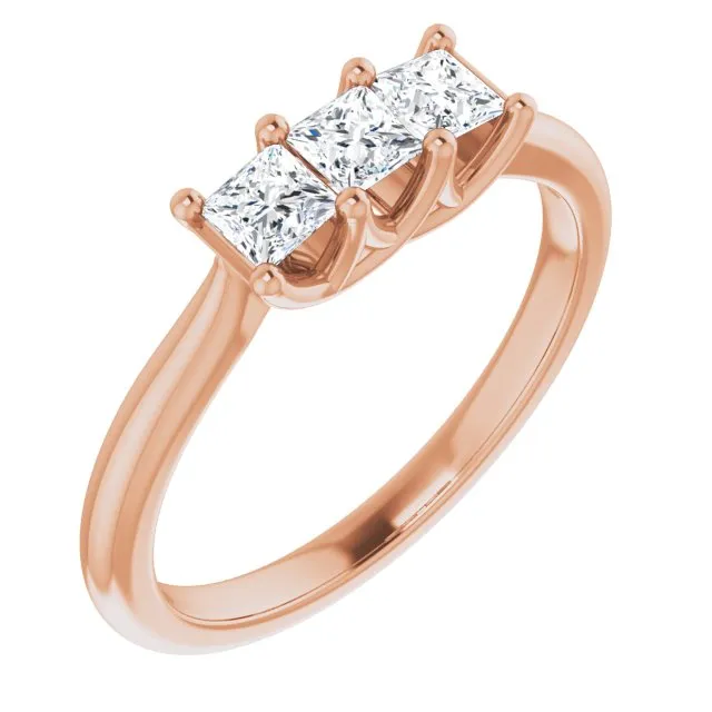 0.54 ct. Princess Cut Diamond Wedding Band 3 Stone Anniversary Ring