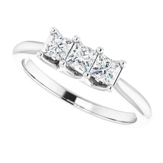 0.54 ct. Princess Cut Diamond Wedding Band 3 Stone Anniversary Ring