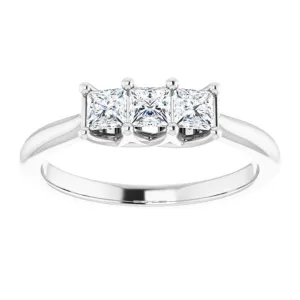 0.54 ct. Princess Cut Diamond Wedding Band 3 Stone Anniversary Ring