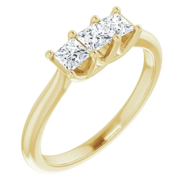 0.54 ct. Princess Cut Diamond Wedding Band 3 Stone Anniversary Ring