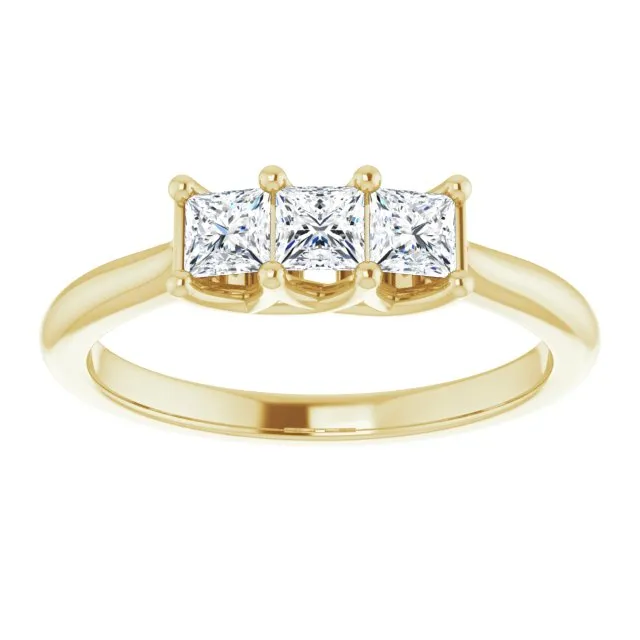 0.54 ct. Princess Cut Diamond Wedding Band 3 Stone Anniversary Ring