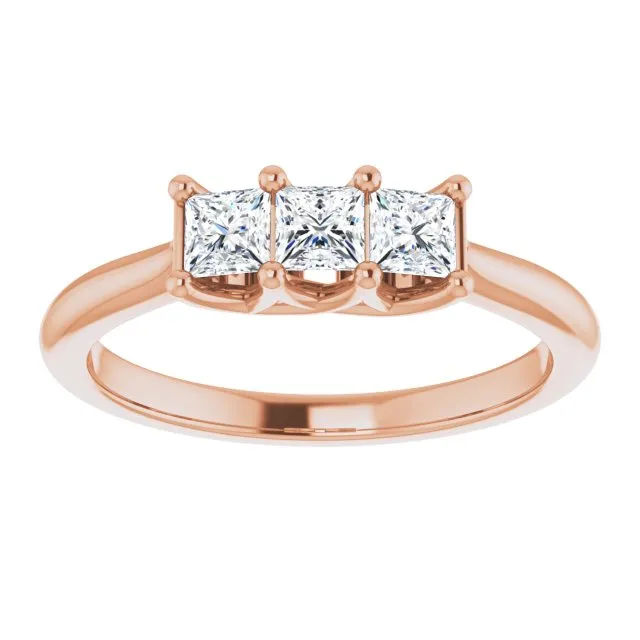 0.54 ct. Princess Cut Diamond Wedding Band 3 Stone Anniversary Ring