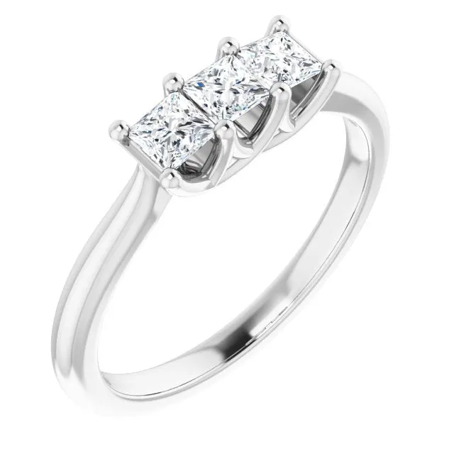 0.54 ct. Princess Cut Diamond Wedding Band 3 Stone Anniversary Ring