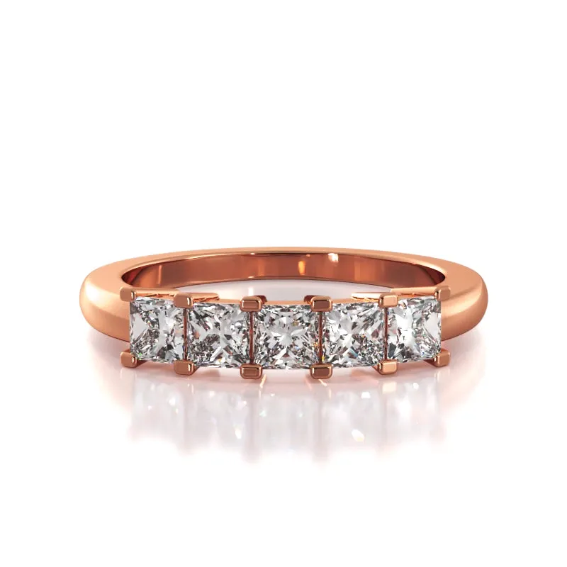 1.00 ct. Princess Diamond Five Stone Wedding Band