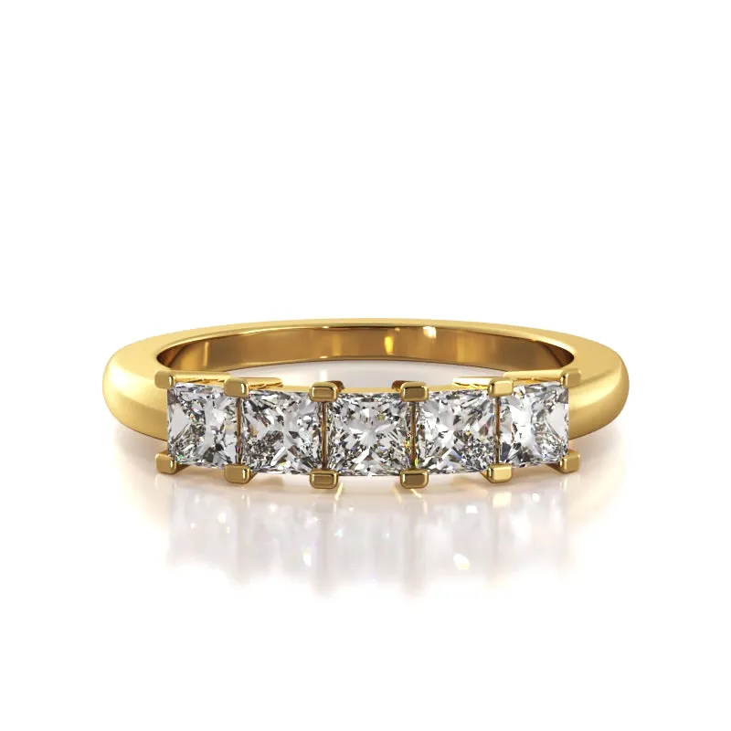 1.00 ct. Princess Diamond Five Stone Wedding Band