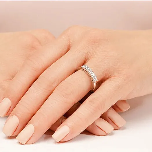 1.00 ct. Princess Diamond Five Stone Wedding Band