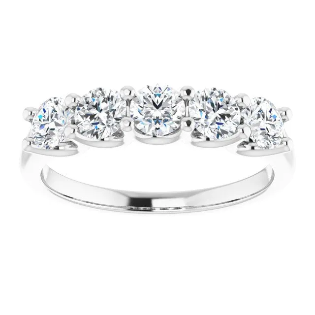 1.00 ct. Round Cut Diamond Wedding Band 5 Stone Anniversary Ring