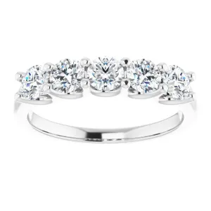 1.00 ct. Round Cut Diamond Wedding Band 5 Stone Anniversary Ring