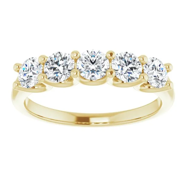 1.00 ct. Round Cut Diamond Wedding Band 5 Stone Anniversary Ring