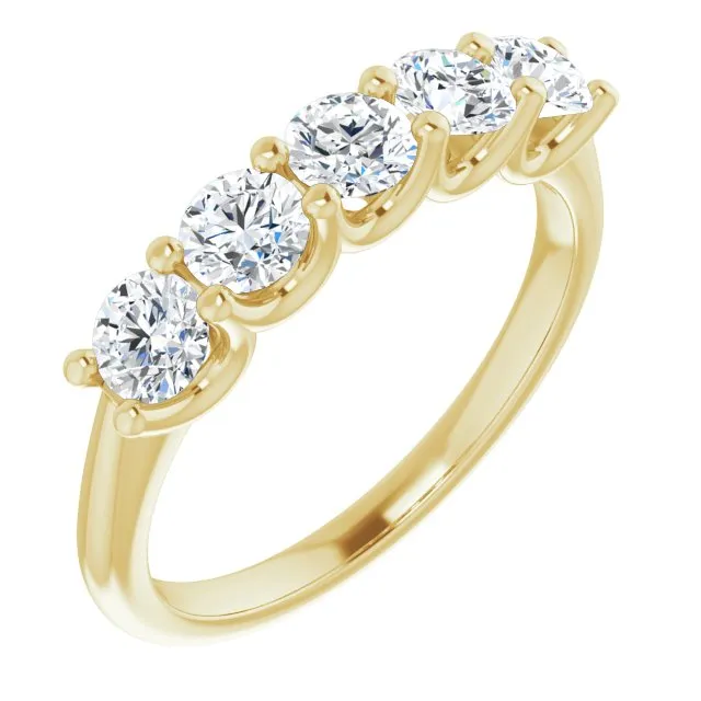 1.00 ct. Round Cut Diamond Wedding Band 5 Stone Anniversary Ring