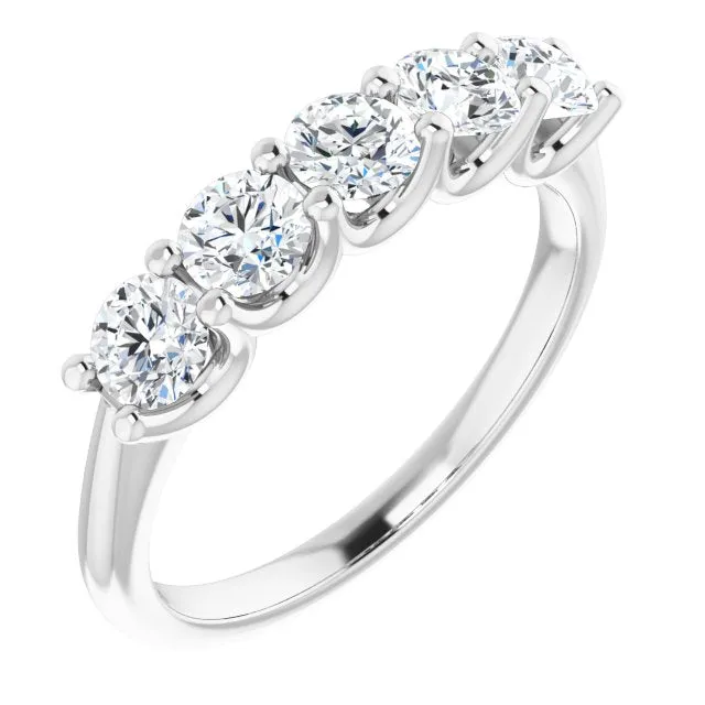 1.00 ct. Round Cut Diamond Wedding Band 5 Stone Anniversary Ring
