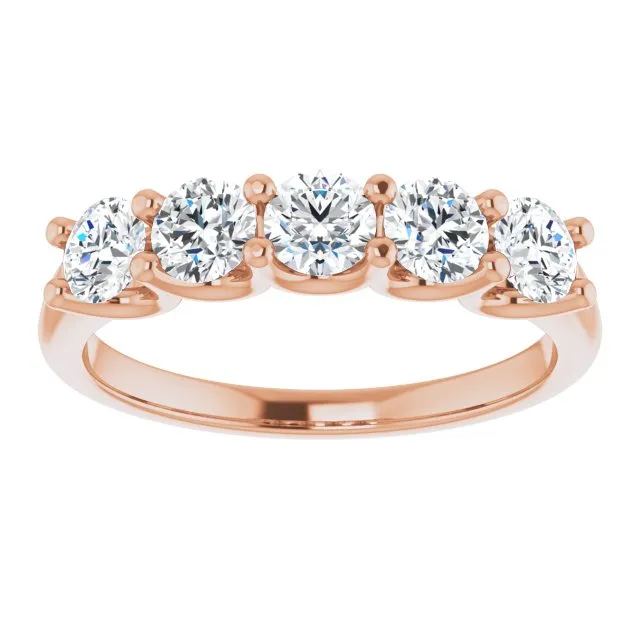 1.00 ct. Round Cut Diamond Wedding Band 5 Stone Anniversary Ring
