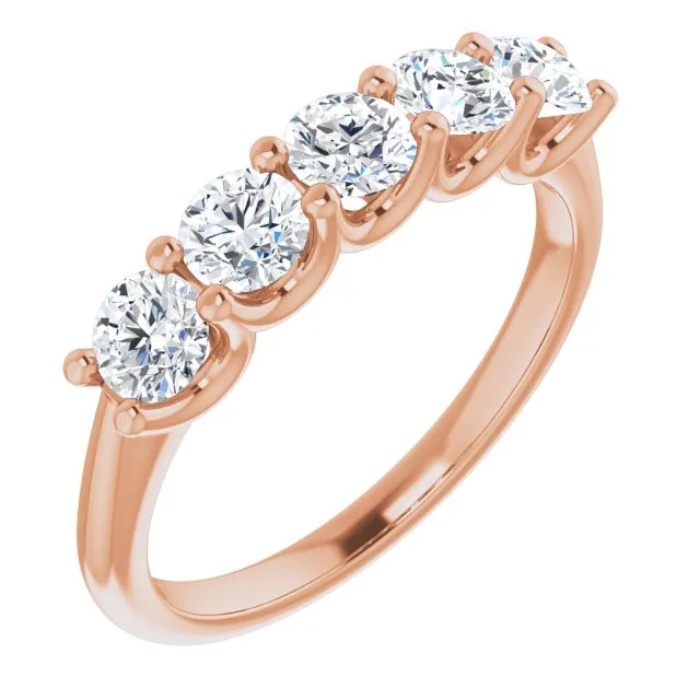 1.00 ct. Round Cut Diamond Wedding Band 5 Stone Anniversary Ring