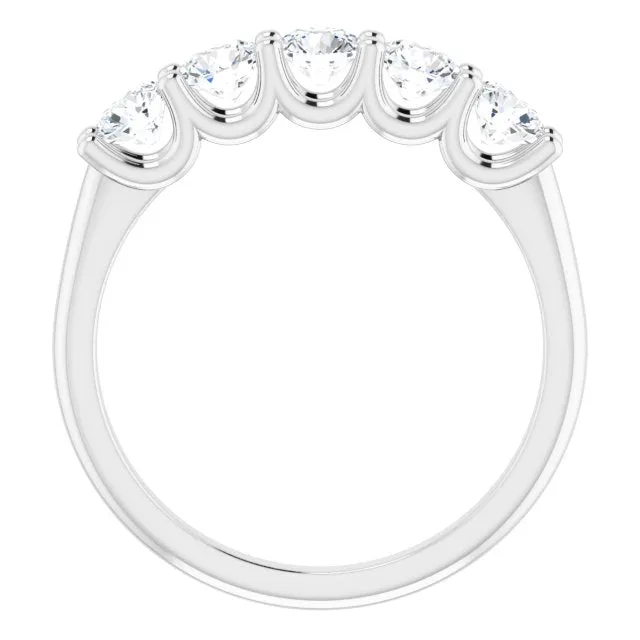 1.00 ct. Round Cut Diamond Wedding Band 5 Stone Anniversary Ring