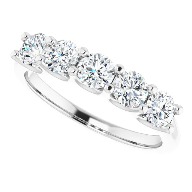 1.00 ct. Round Cut Diamond Wedding Band 5 Stone Anniversary Ring