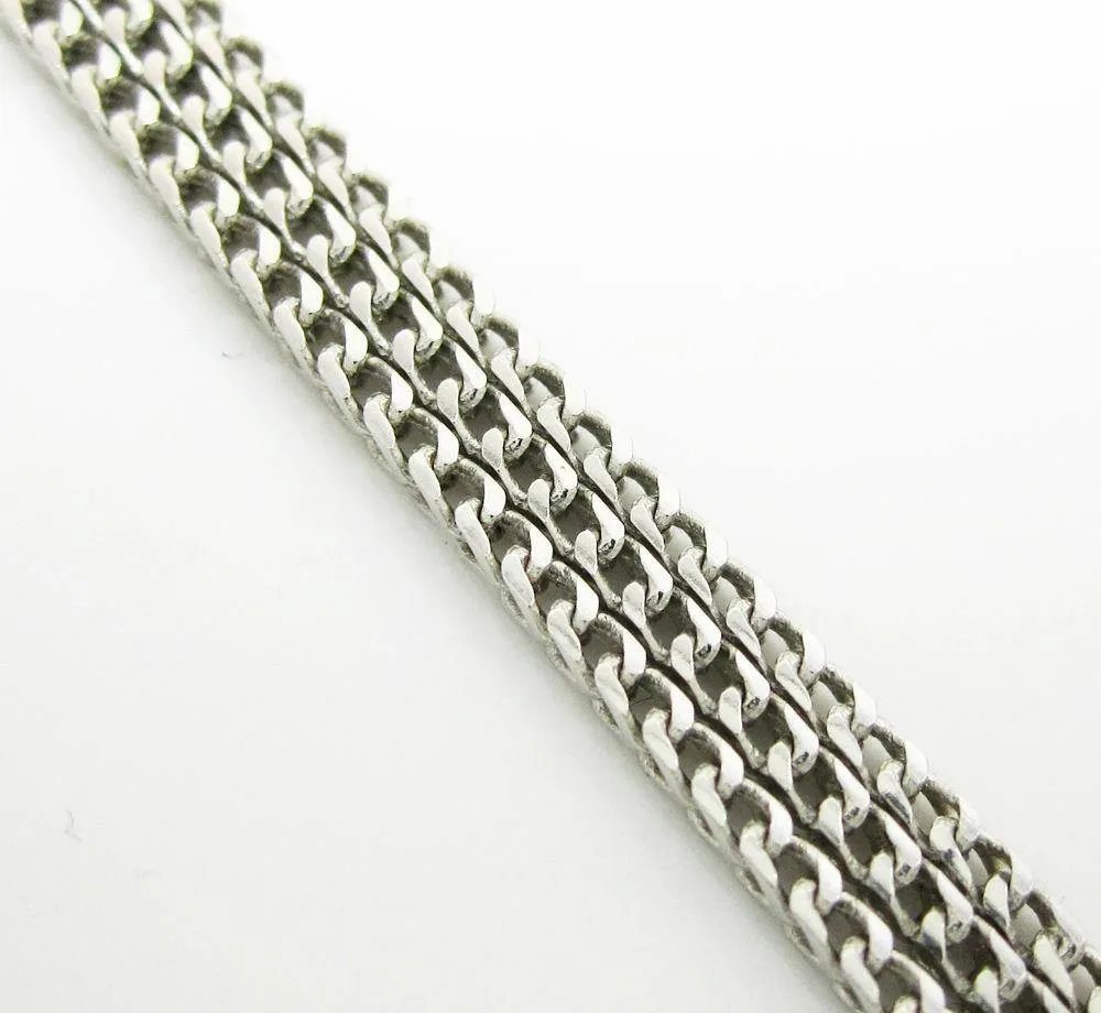 10K White Gold Diamond Cut Solid Franco Chain 1.1mm