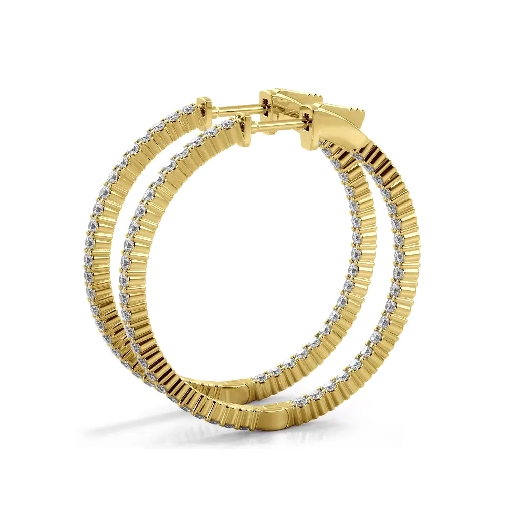 1.10 ctw. Single Row Inside Out Classic Diamond Hoop Earrings