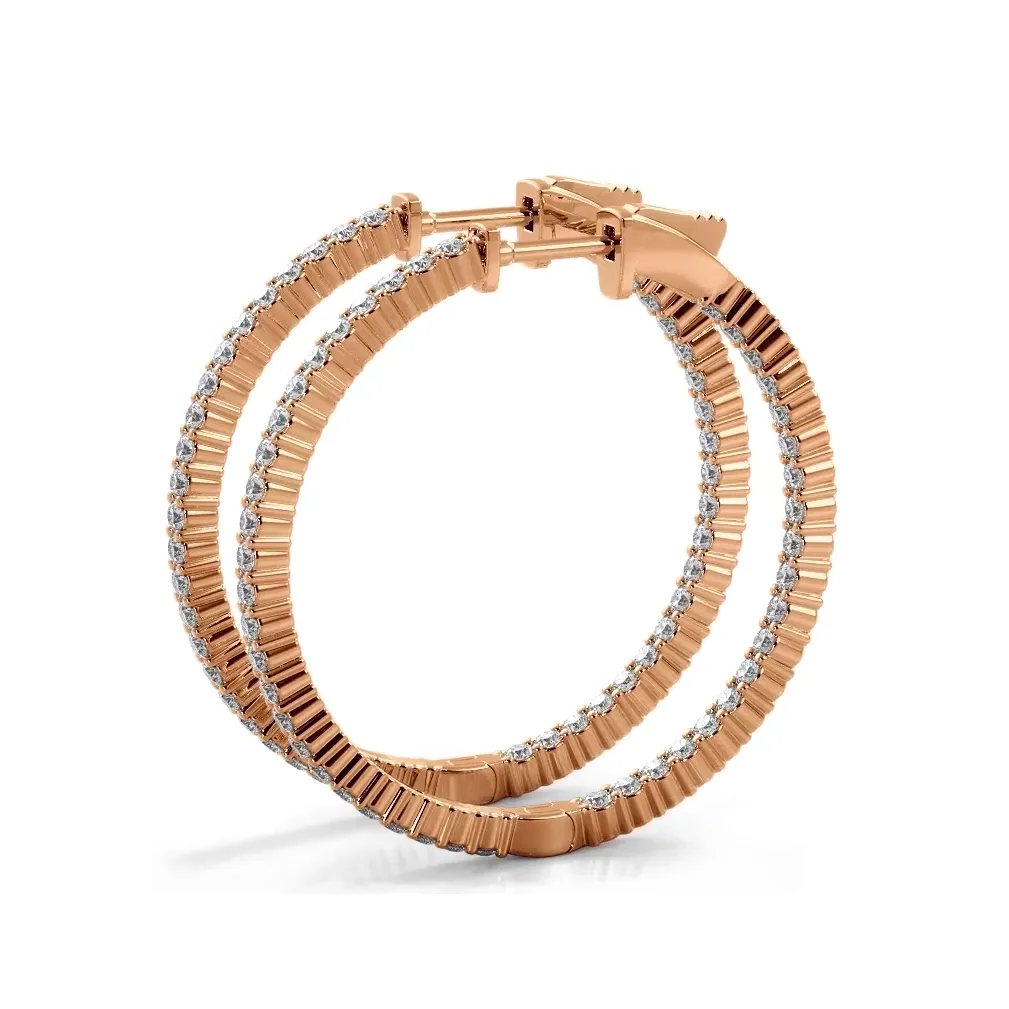 1.10 ctw. Single Row Inside Out Classic Diamond Hoop Earrings