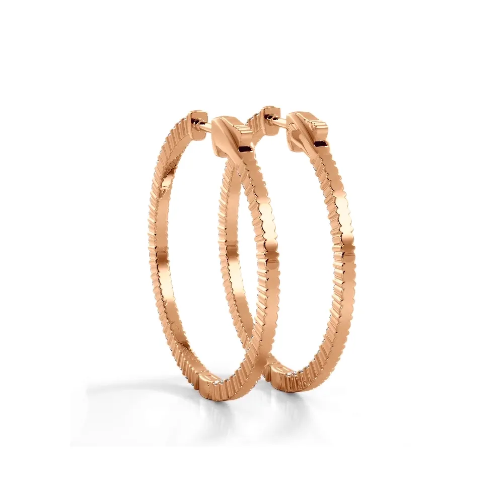 1.10 ctw. Single Row Inside Out Classic Diamond Hoop Earrings