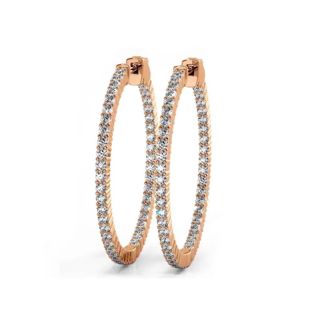 1.10 ctw. Single Row Inside Out Classic Diamond Hoop Earrings
