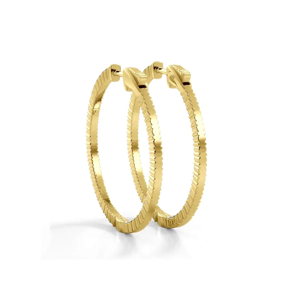 1.10 ctw. Single Row Inside Out Classic Diamond Hoop Earrings