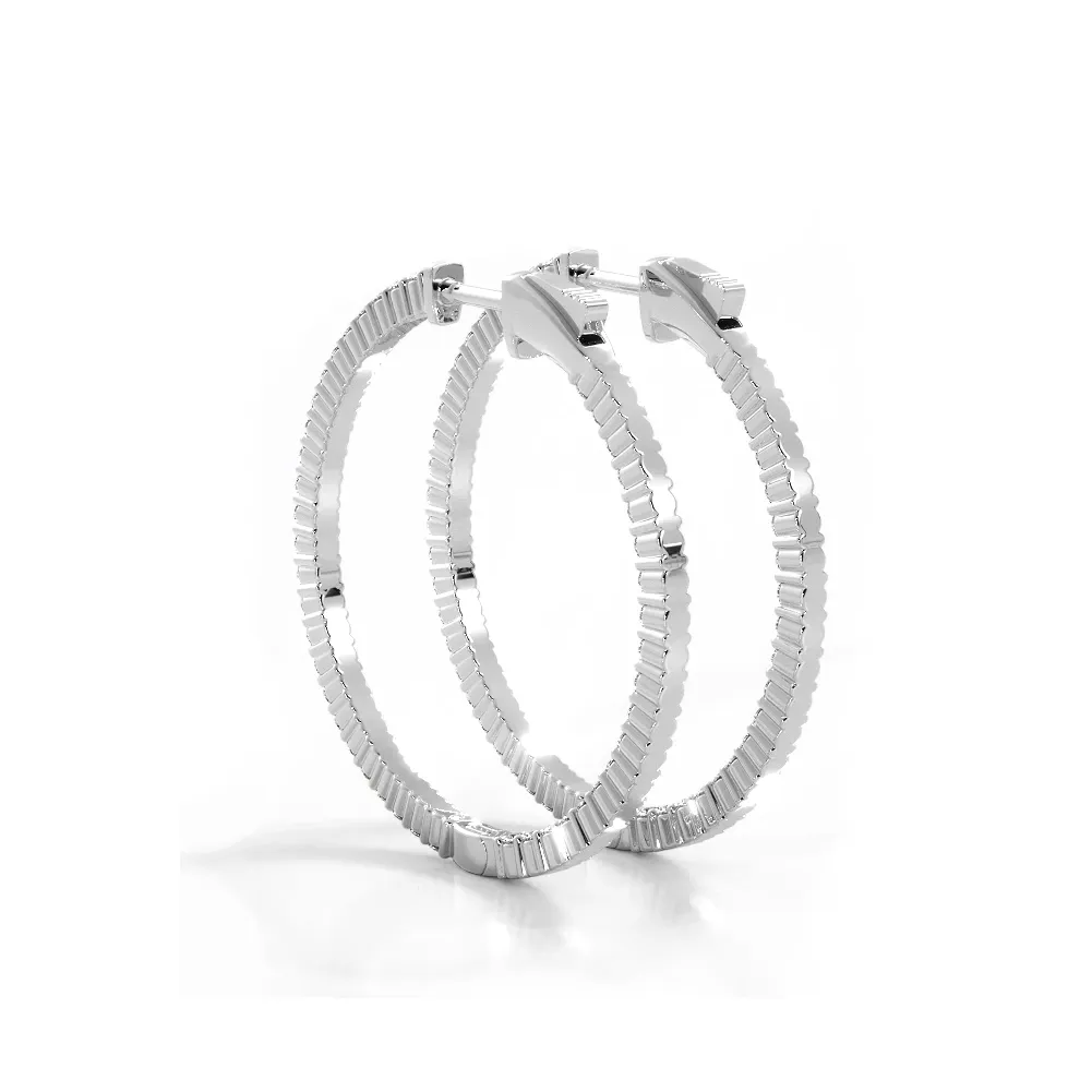 1.10 ctw. Single Row Inside Out Classic Diamond Hoop Earrings