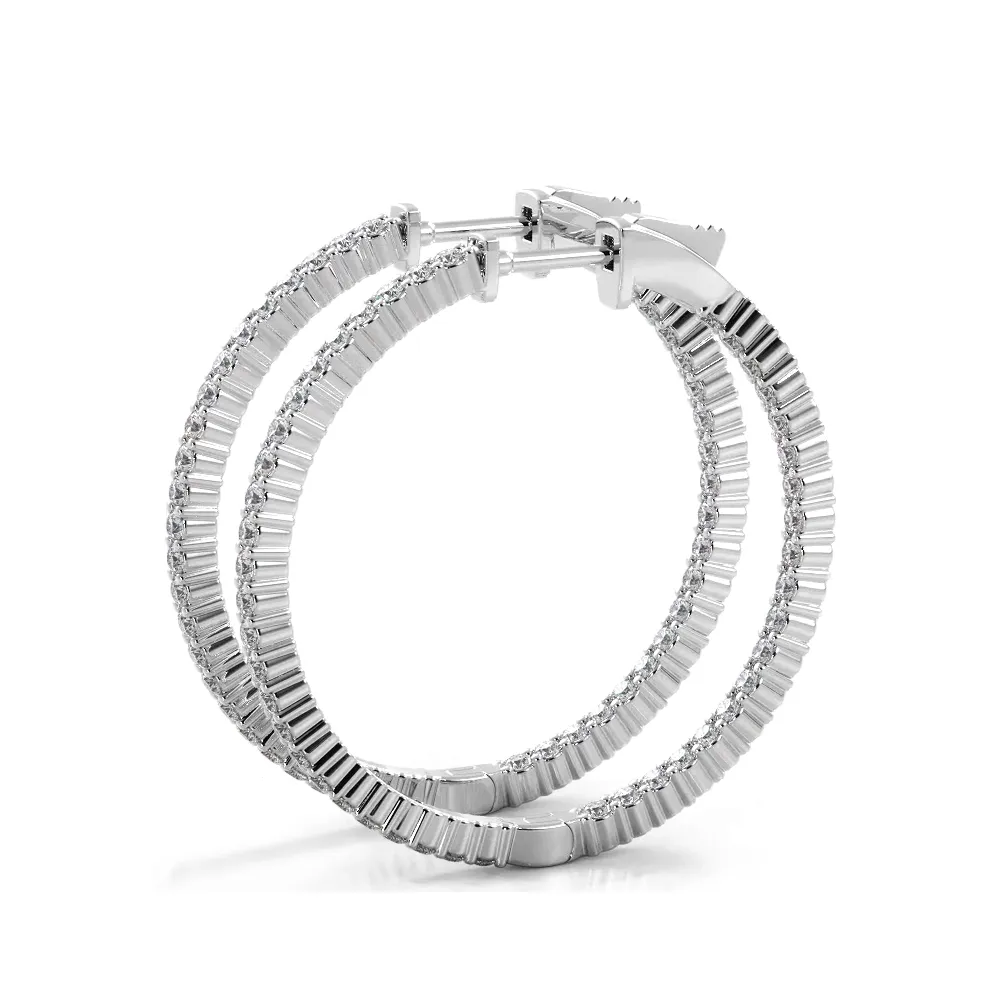 1.10 ctw. Single Row Inside Out Classic Diamond Hoop Earrings