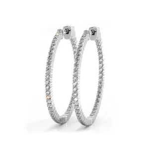 1.10 ctw. Single Row Inside Out Classic Diamond Hoop Earrings