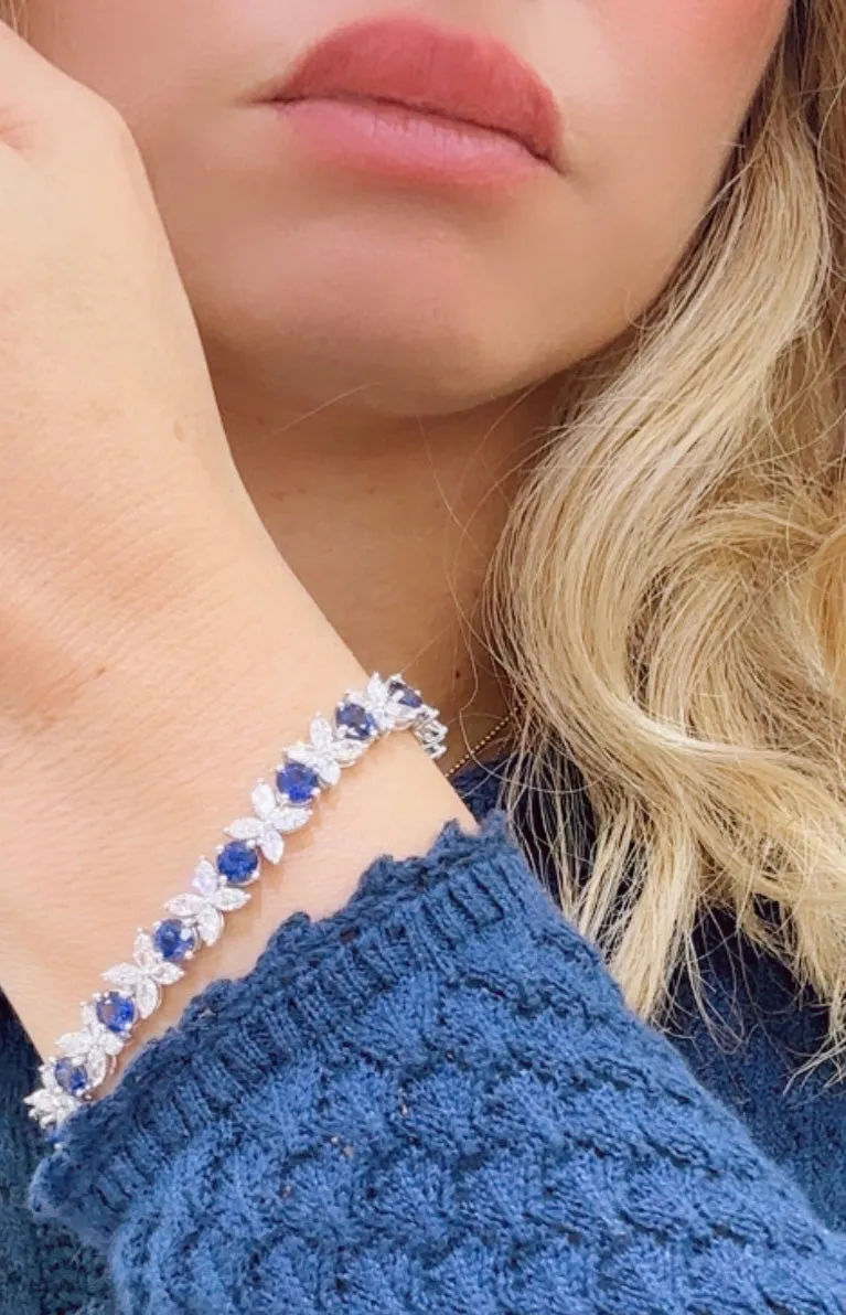 14.40ct tw Royal Blue Sapphire & Marquise-cut Diamond Fancy Bracelet