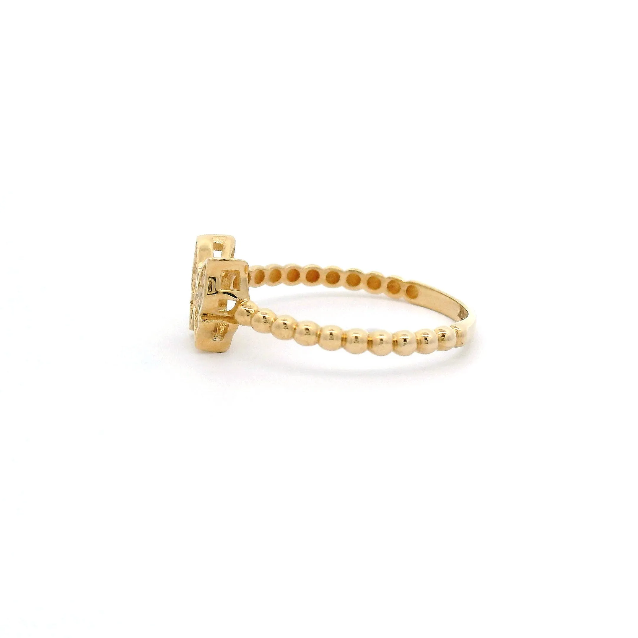 14k CZ Butterfly & Bead Ring