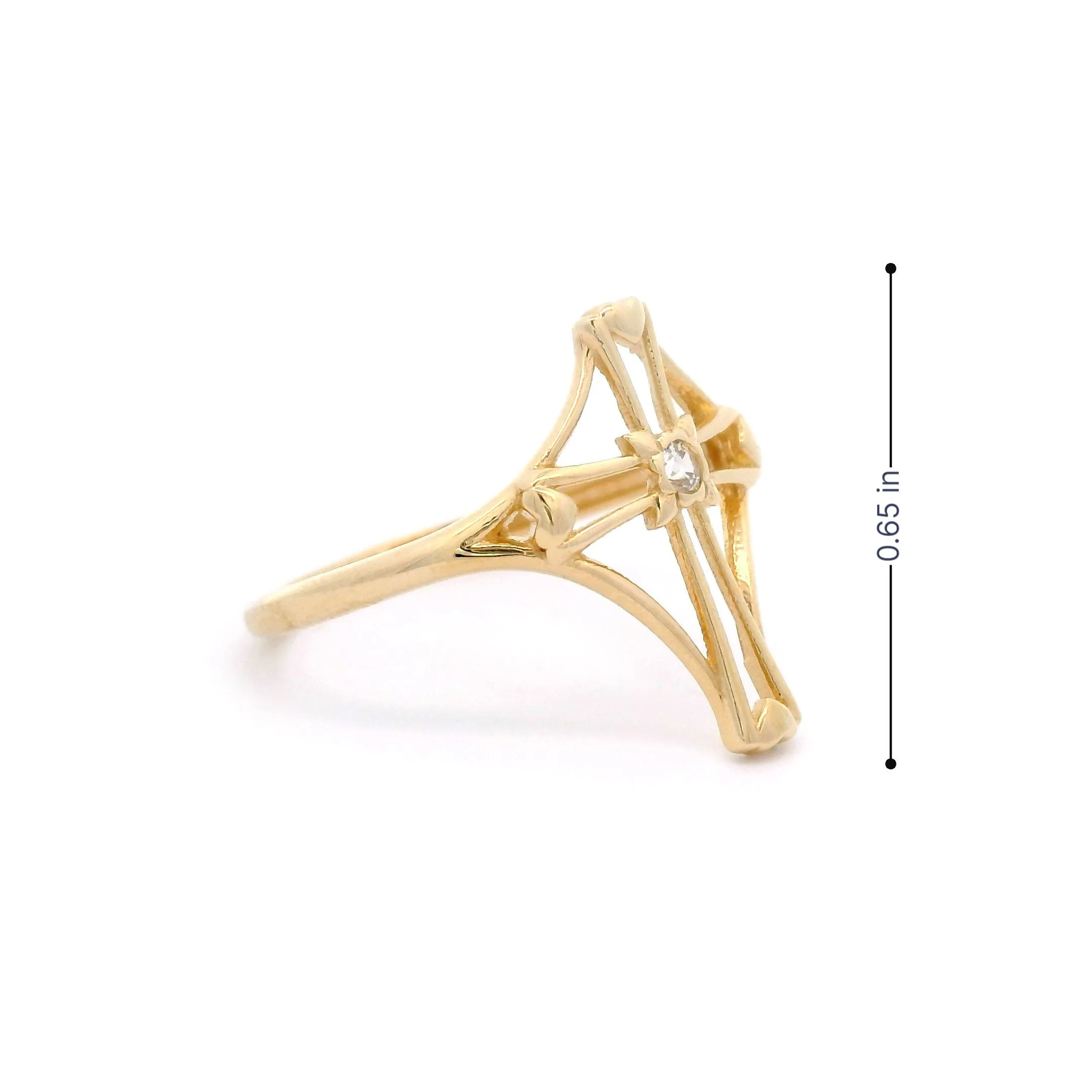14k CZ Cross Outline & Heart Ring