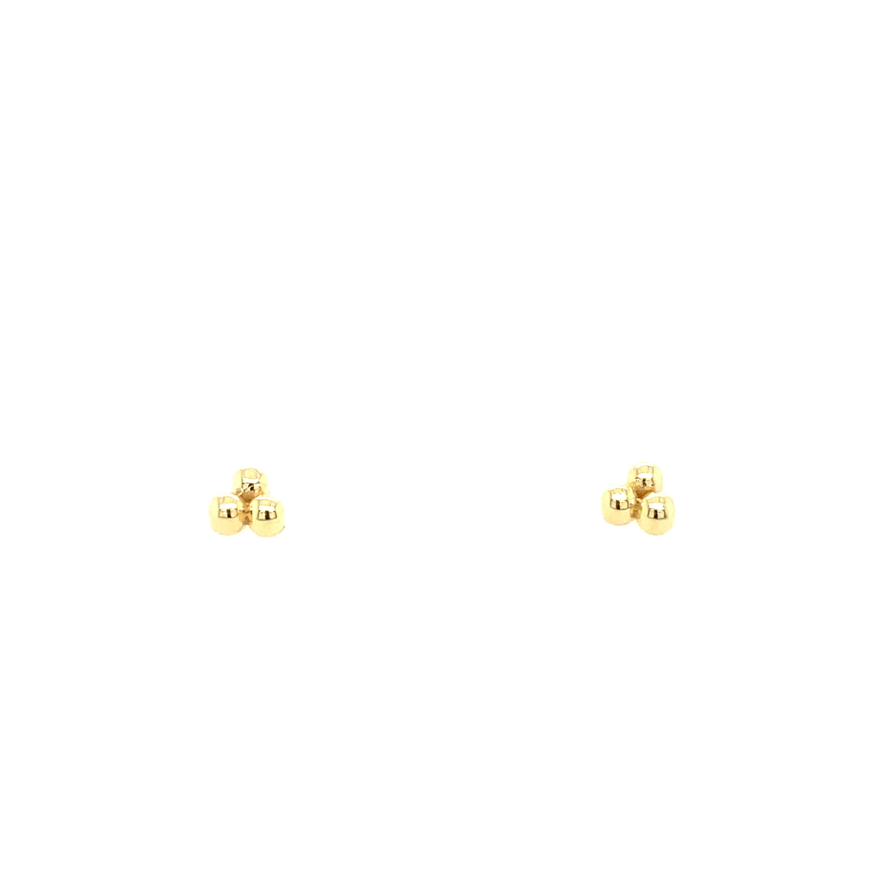 14K Gold 3 Bead Stud Earrings