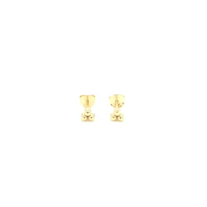 14K Gold 3 Bead Stud Earrings