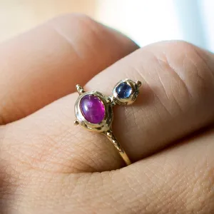 14k Gold Ruby   Tanzanite Ring