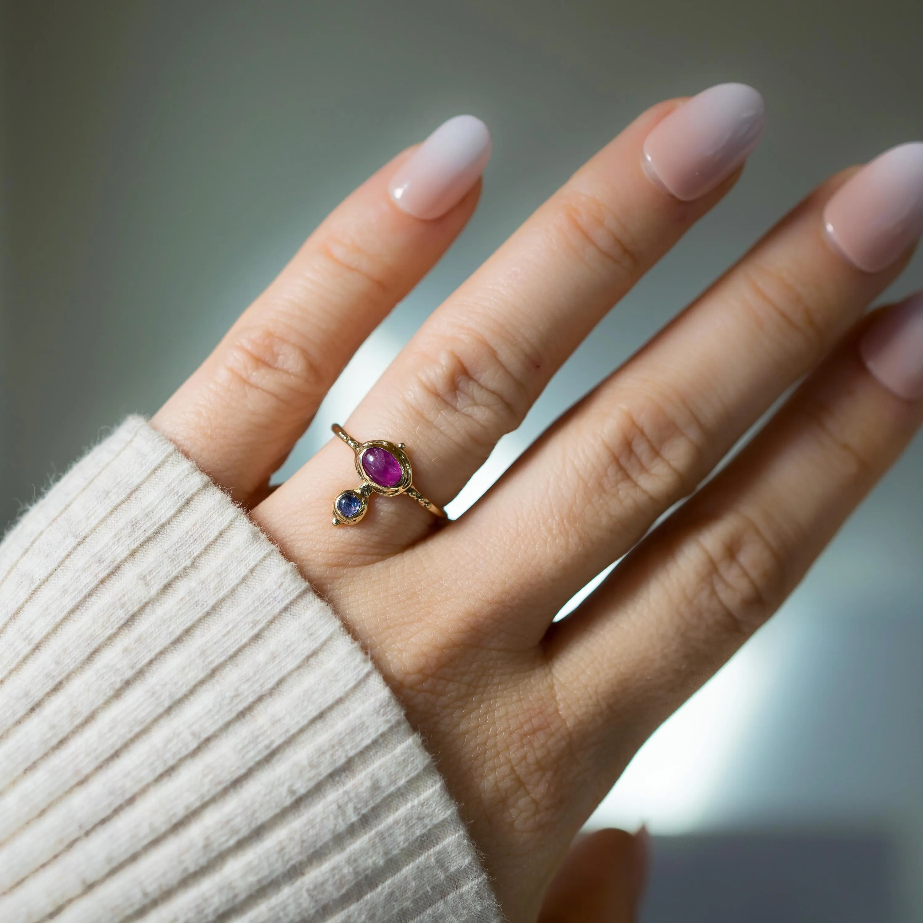 14k Gold Ruby   Tanzanite Ring