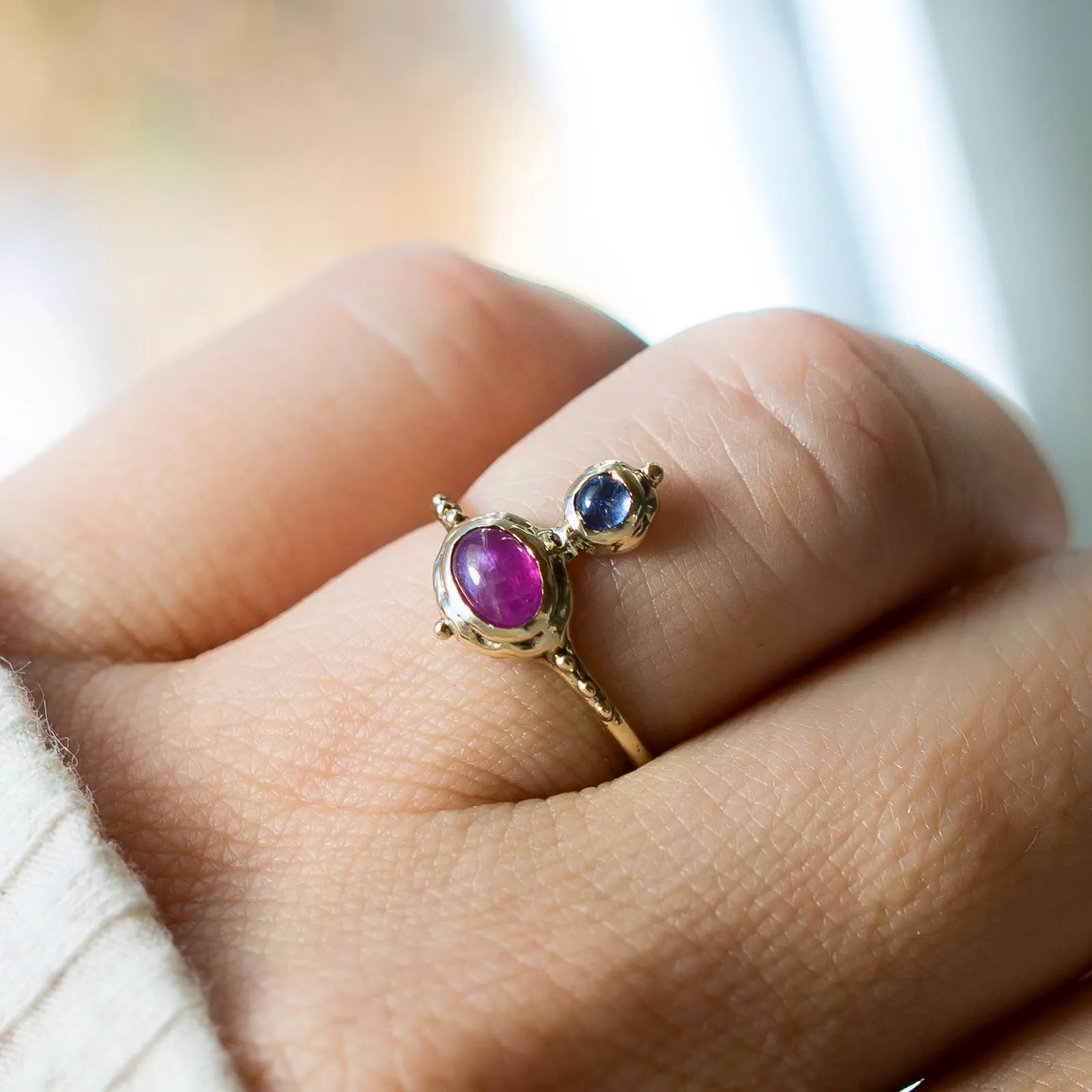 14k Gold Ruby   Tanzanite Ring