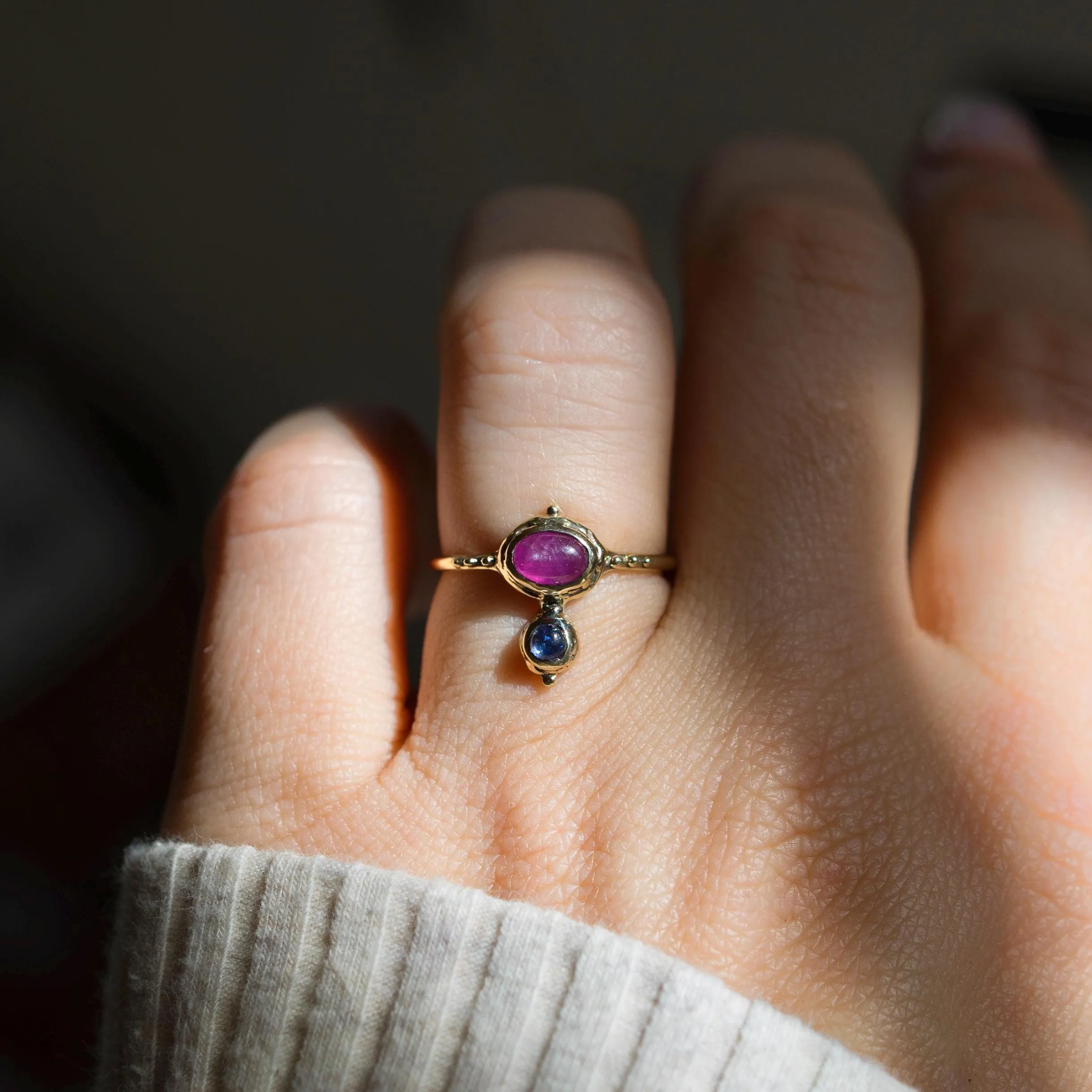 14k Gold Ruby   Tanzanite Ring