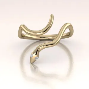 14k Gold Snake Ring with Diamond – Unique Gold Snake Jewelry
