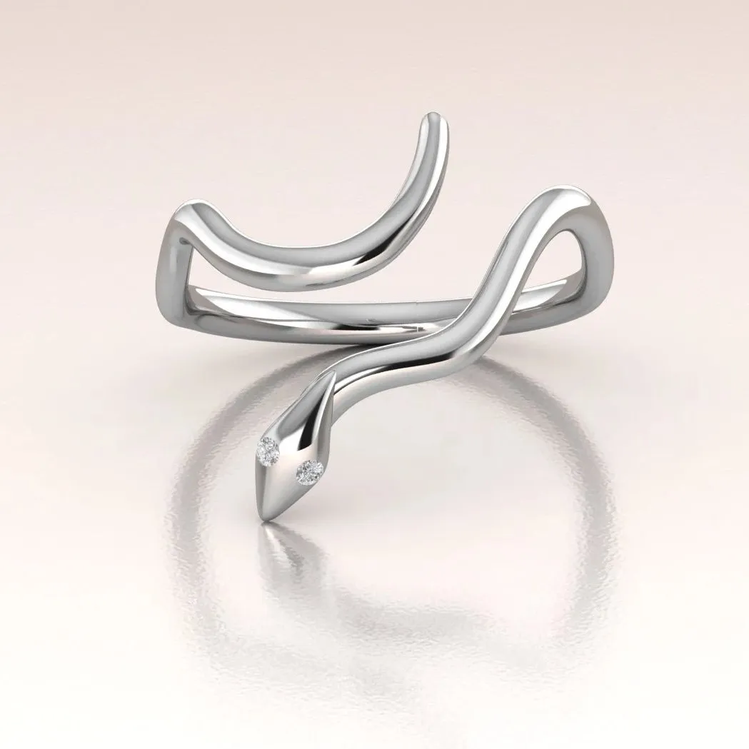 14k Gold Snake Ring with Diamond – Unique Gold Snake Jewelry