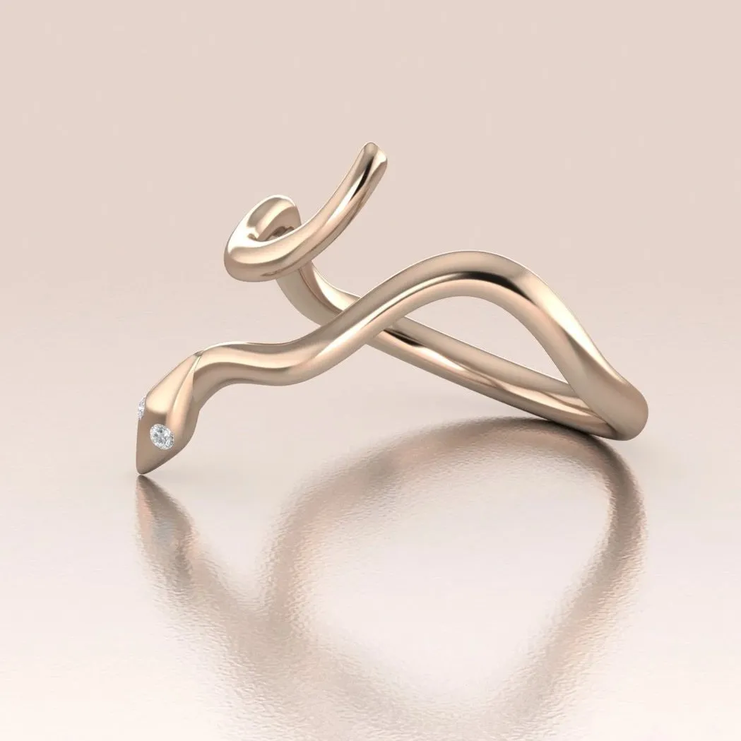 14k Gold Snake Ring with Diamond – Unique Gold Snake Jewelry