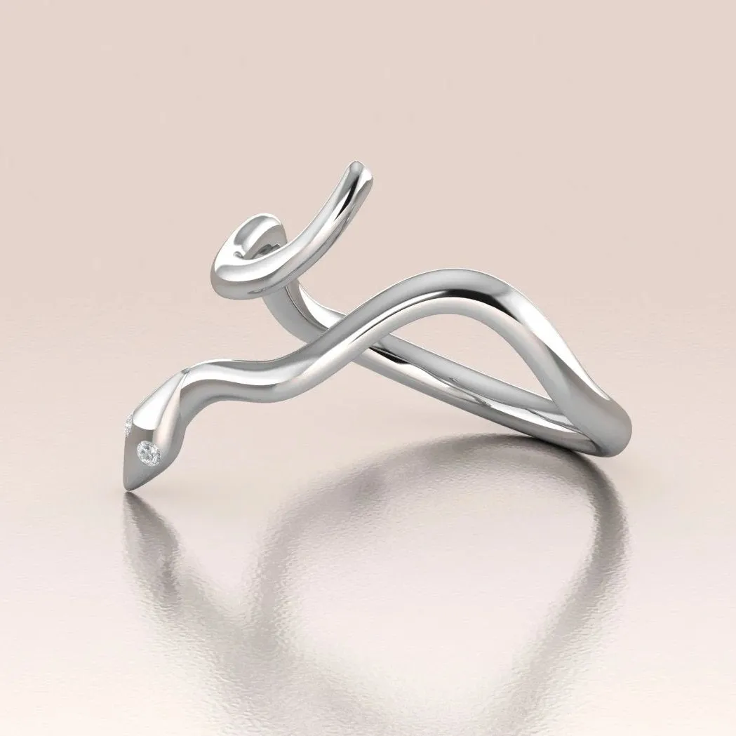 14k Gold Snake Ring with Diamond – Unique Gold Snake Jewelry