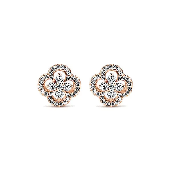 14k Pink Gold Lusso Diamond Stud