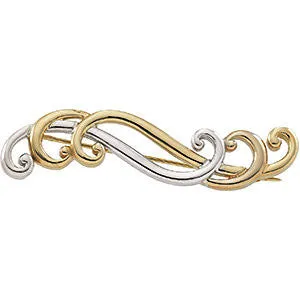 14K white & Yellow Gold 14x58mm Brooch