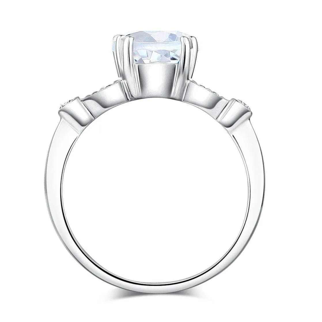 14K White Gold 2ct Topaz 0.07ct Natural Diamond Ring