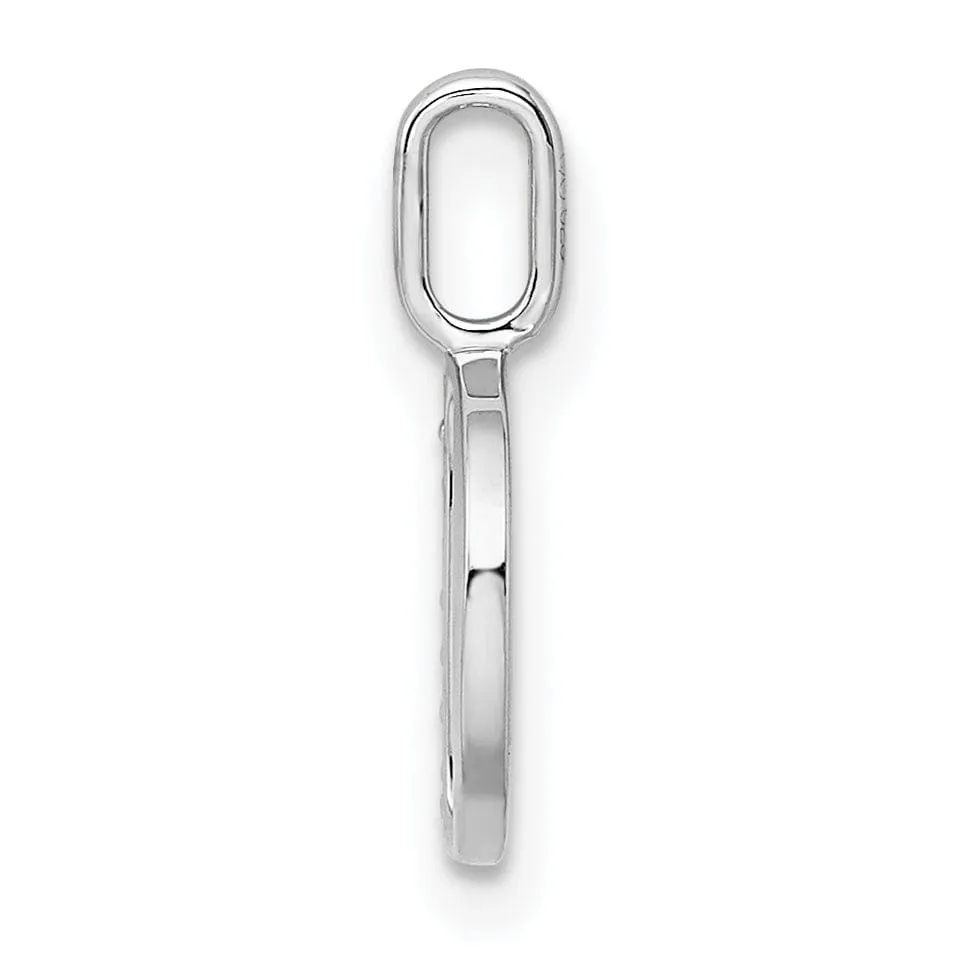 14K White Gold Diamond 0.028-CT Letter D Initial Charm Pendant