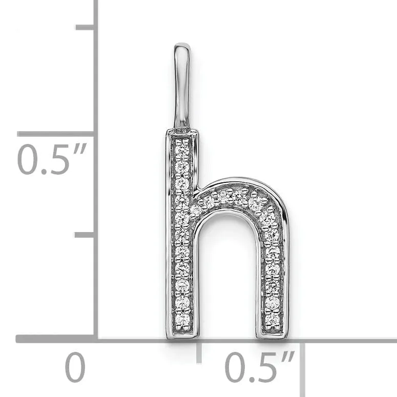 14K White Gold Diamond 0.082-CT Lower Case Style H Initial Charm