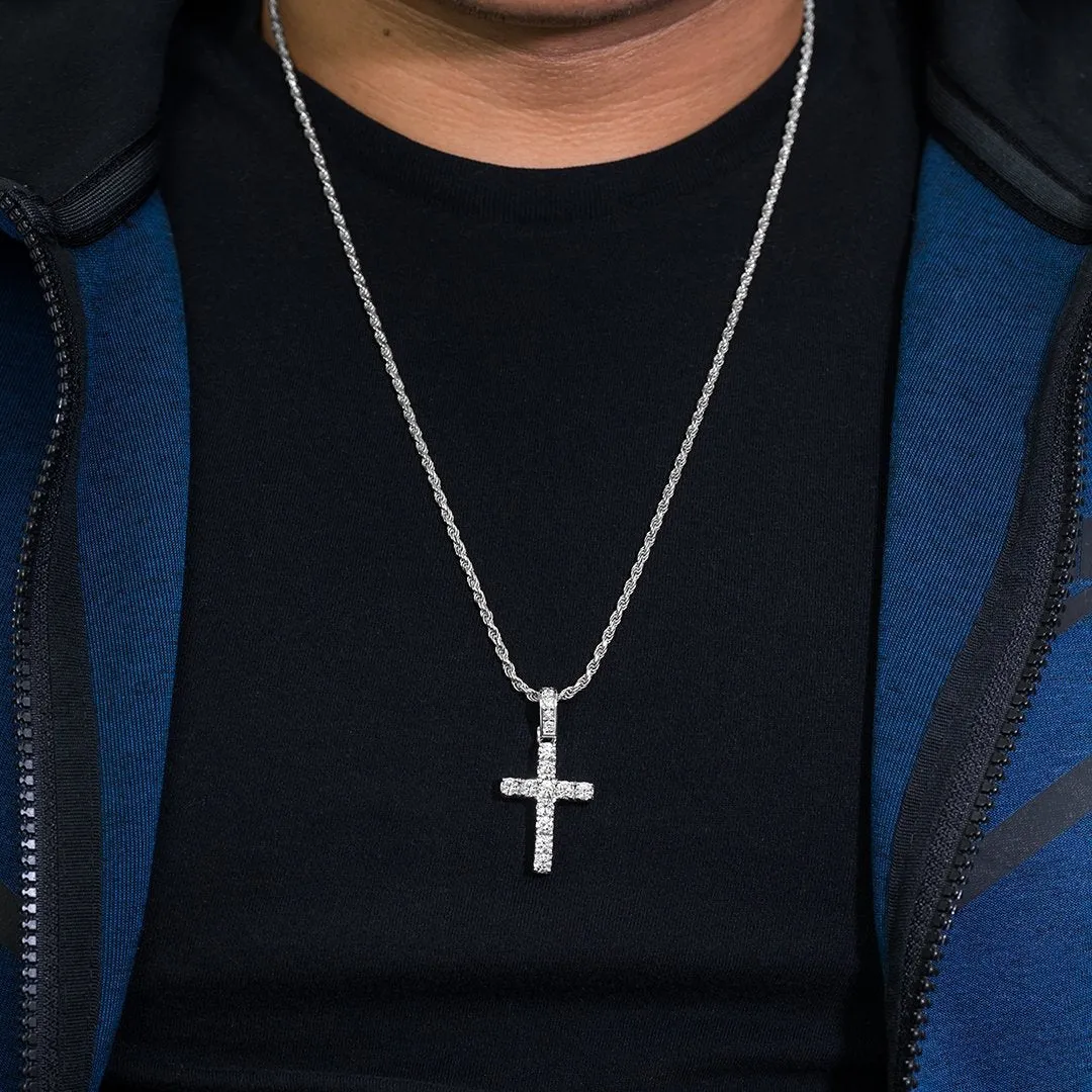 14K White Gold Diamond Cross Pendant 2.20 Ctw