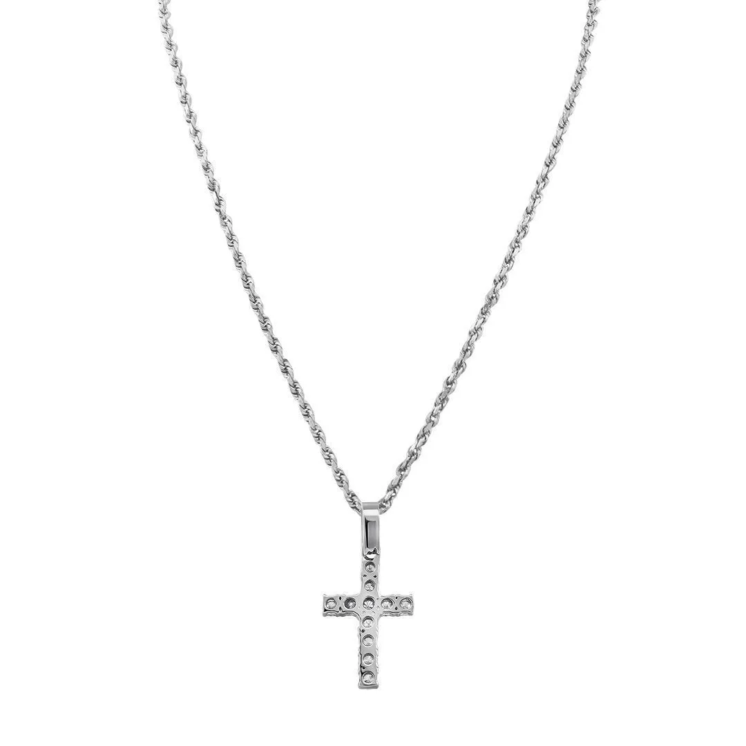 14K White Gold Diamond Cross Pendant 2.20 Ctw