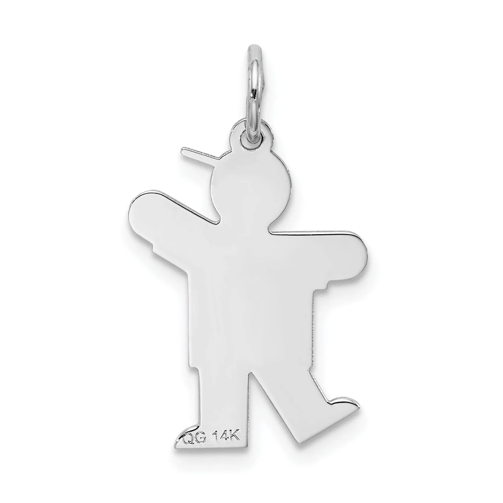 14k White Gold Heart Boy With Hat Kiss Charm