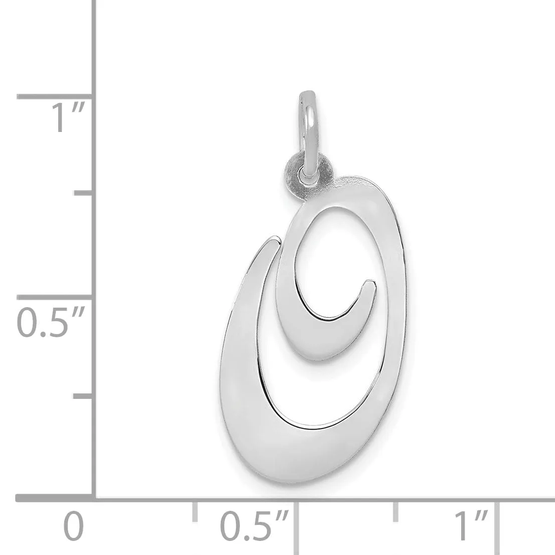 14K White Gold Large Size Fancy Script Letter O Initial Charm Pendant